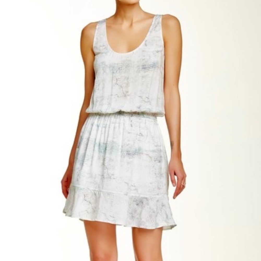 Joie Farrell Porcelain White Snake Print Sleeveless Mini Dress